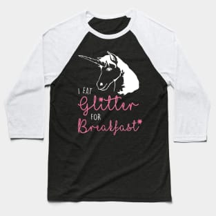 I Eat Glitter Unicorn - Dark Baseball T-Shirt